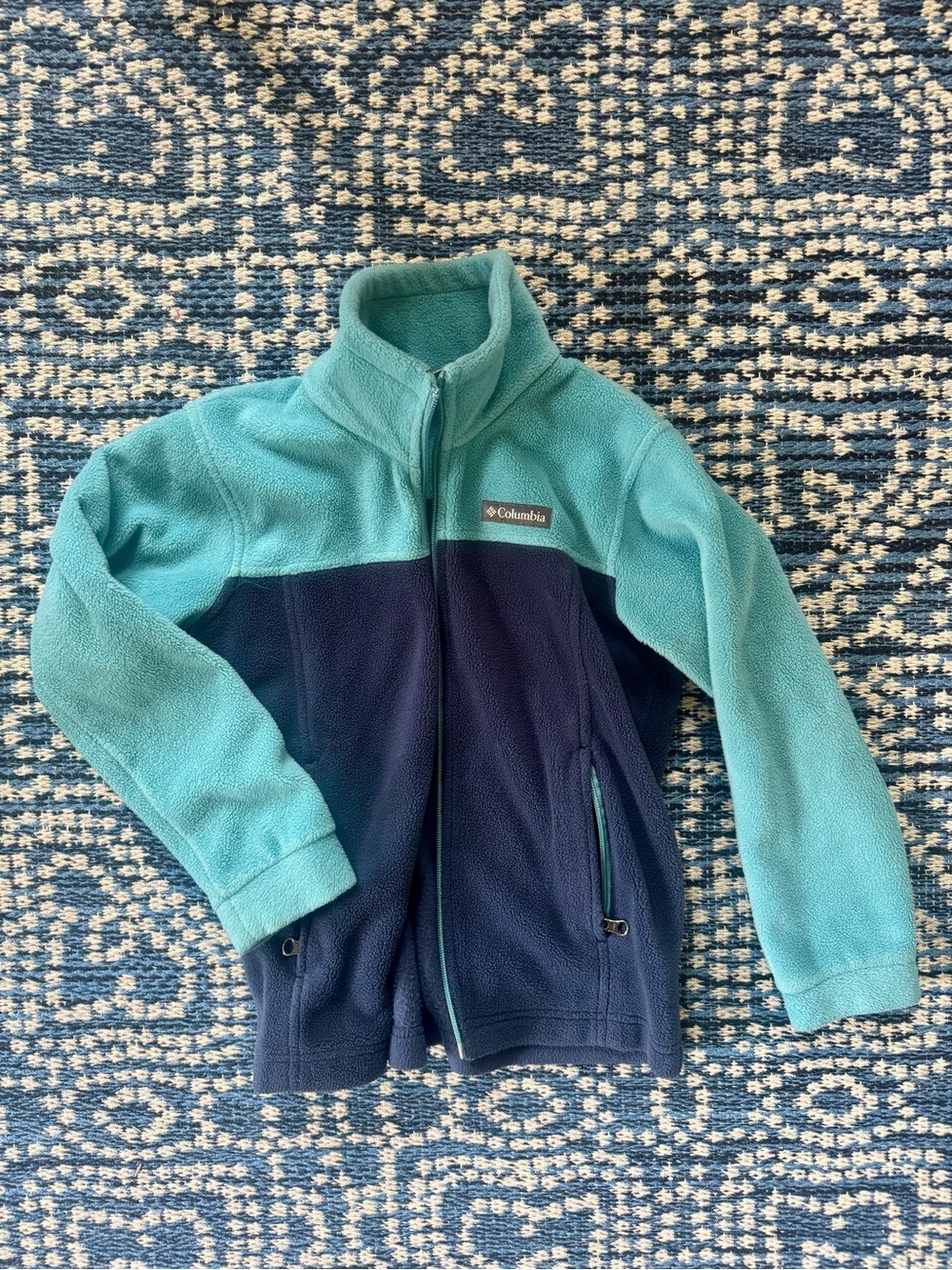 Columbia Teal and Navy Kids' Full-Zip Fleece Jacket